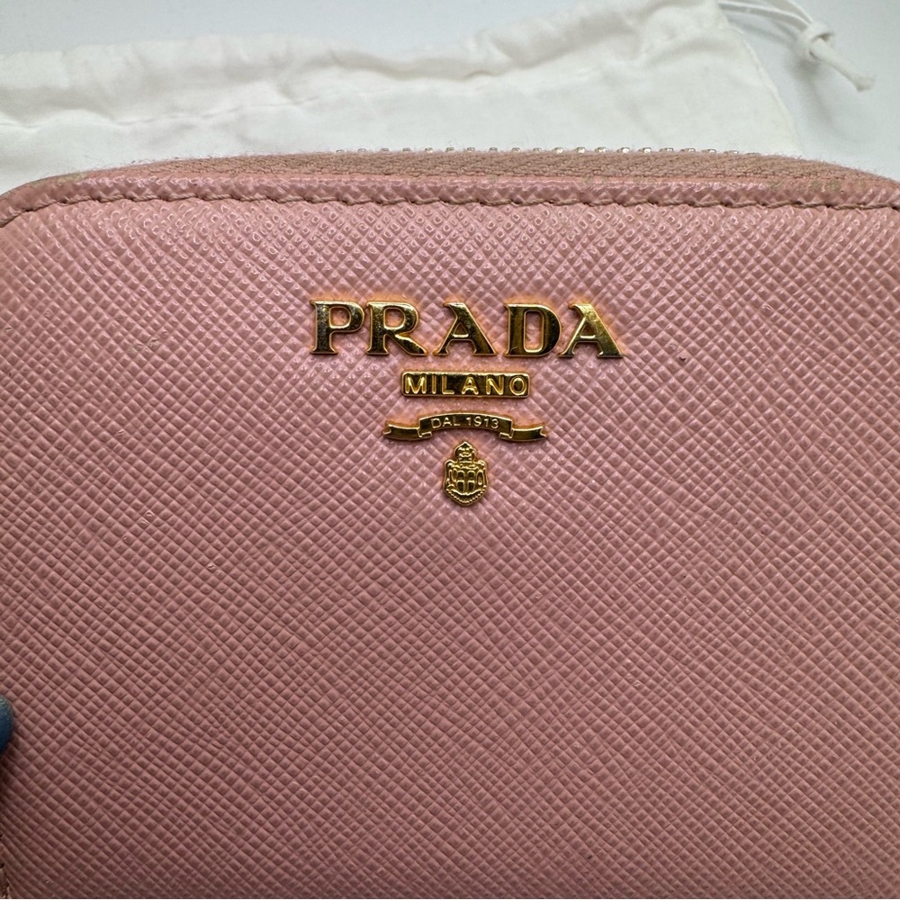 Prada Women's Blush Leather Compact Zippy Wallet - Picture 3 of 10